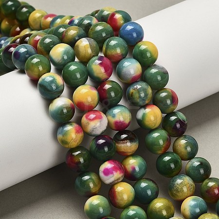 Dyed Natural Agate Beads Strands G-G203-09D-10mm-1