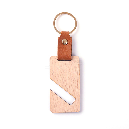 Wooden & Imitation Leather Pendant Keychain PW23041897512-1