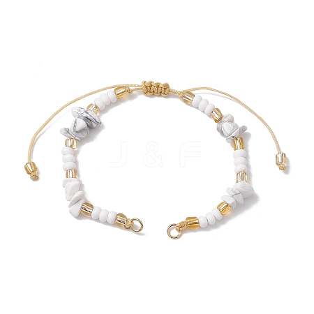 Natural Howlite Chips & Handmade Seed Beads Braided Bracelet Making AJEW-MZ00004-04-1