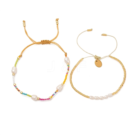 Colorful Miyuki & Imitation Pearl Braided Bead Bracelet Set WC1119-1