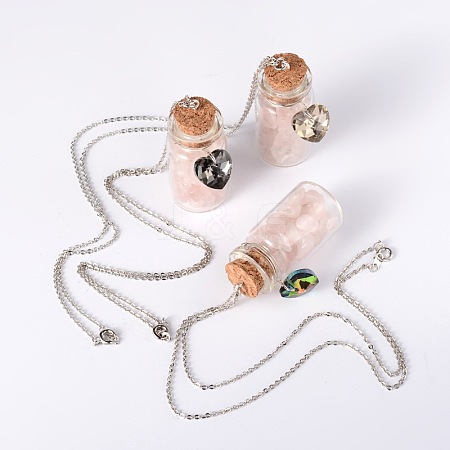 Glass Bottle Pendant Necklaces NJEW-JN01329-1