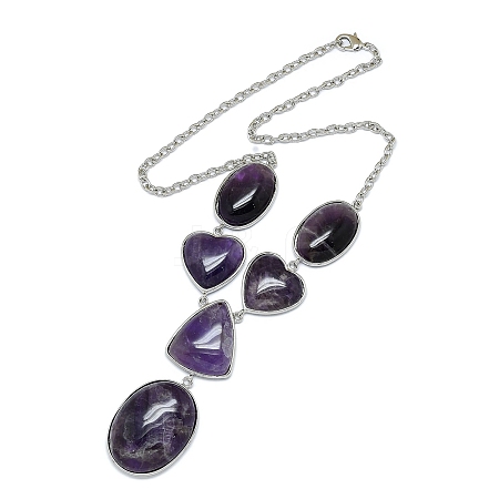 Natural Amethyst Necklaces NJEW-C049-01A-P-1