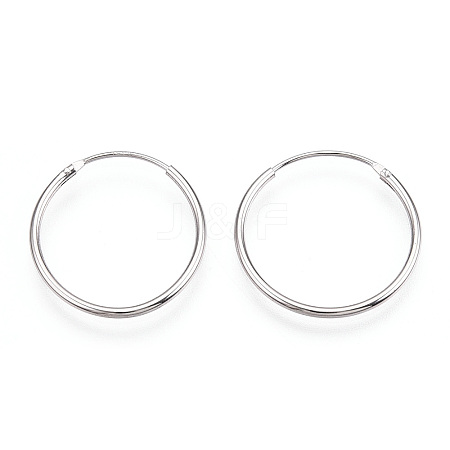 Anti-Tarnish Rhodium Plated 925 Sterling Silver Earring Hoop STER-T007-113P-1