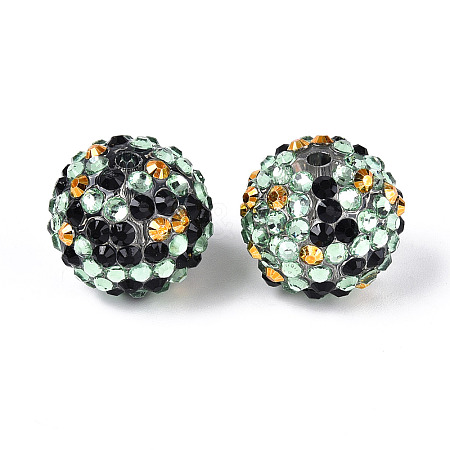 Halloween Theme Round Resin Rhinestone Beads OACR-T028-66E-1