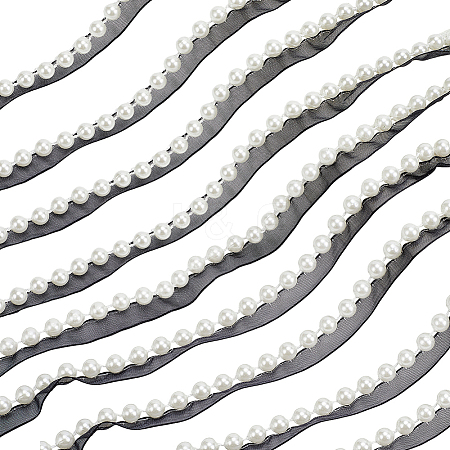 5Yards Polyester with Plastic Pearl Ribbon OCOR-CY0004-14A-1