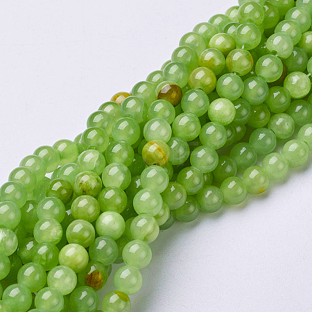 Natural Flower Jade Beads Strands GSR8mmC193-1