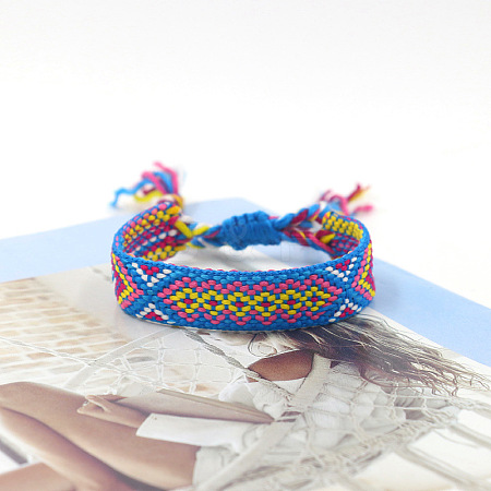Polyester Braided Rhombus Pattern Cord Bracelet FIND-PW0013-004A-13-1