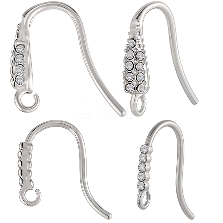 20Pcs 2 Styles 304 Stainless Steel Rhinestone Earring Hooks STAS-BBC0007-16A-1