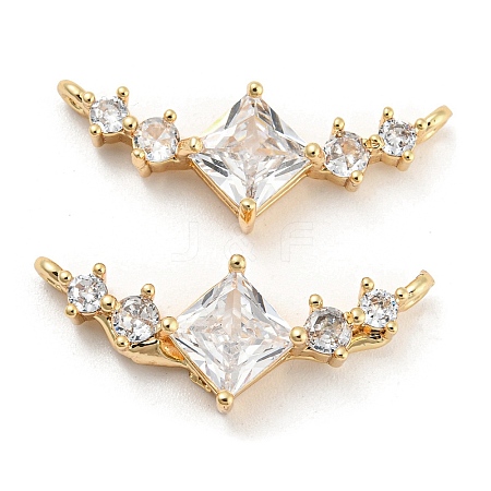 Brass Pave Clear Cubic Zirconia Pendants KK-Q789-09G-1