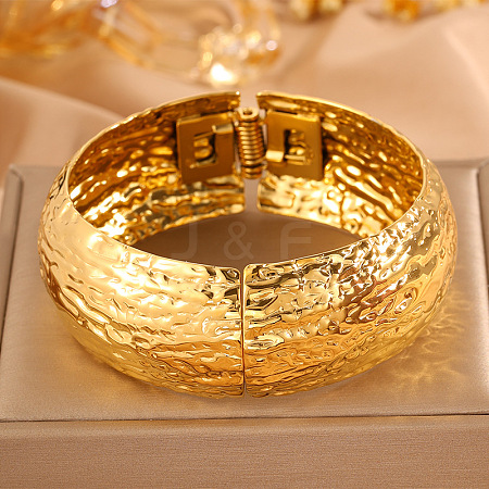 Textured 304 Stainless Steel Hinged Bangles for Women WG45BC2-01-1