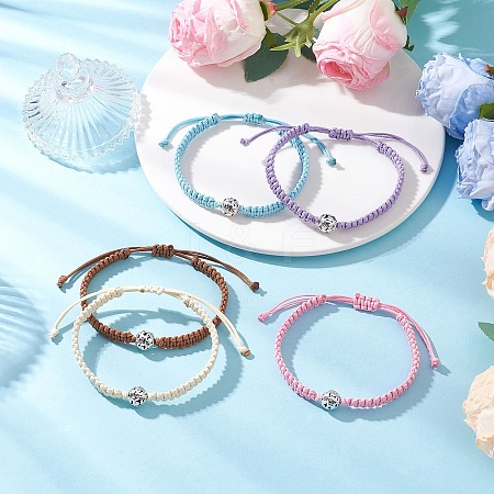 Eco-Friendly Korean Waxed Polyester Cord Braided Bracelet for Women BJEW-JB12503-1