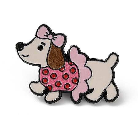 Dachshund with Bowknot Enamel Pins JEWB-Z048-08EB-03-1