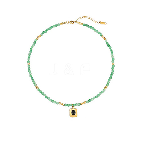 Natural Green Aventurine Bead Necklaces MX2744-1