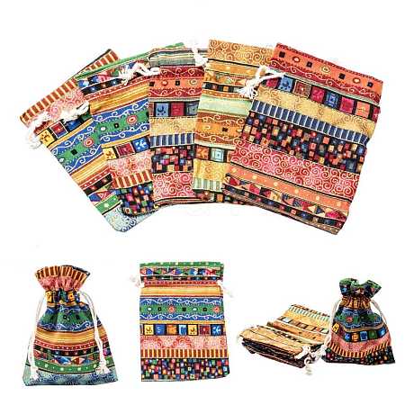 Ethnic Style Cloth Packing Pouches Drawstring Bags X-ABAG-R006-10x14-01-1