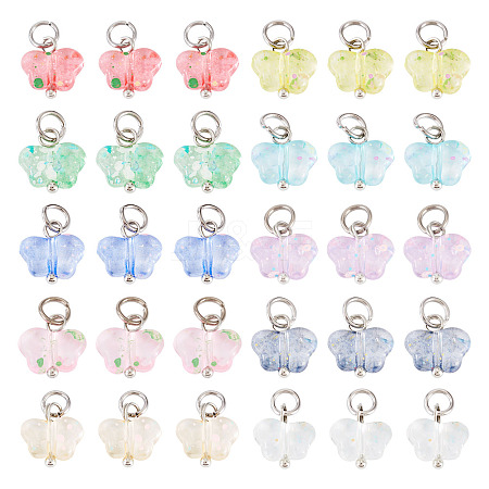 100Pcs 10 Style Transparent Acrylic Pendants PALLOY-TAC0229-1