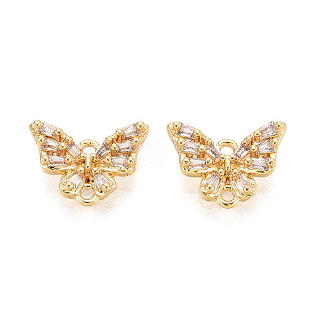 Brass Pave Clear Cubic Zirconia Links/Connector Charms KK-T077-69G-1