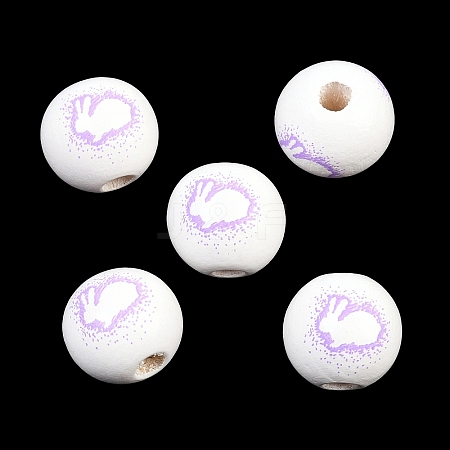 Printed Wood European Beads WOOD-G029-03A-1