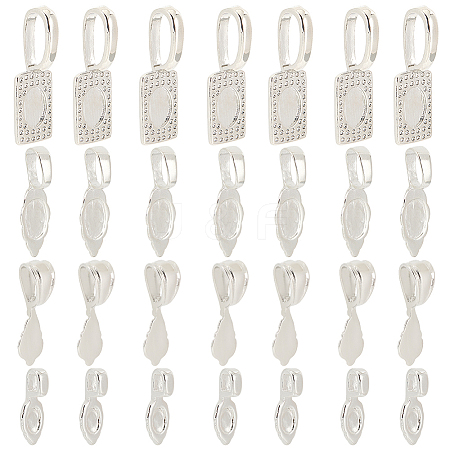 24Pcs 4 Style Rack Plating Brass Glue-on Flat Pad Bails KK-SC0004-50-1