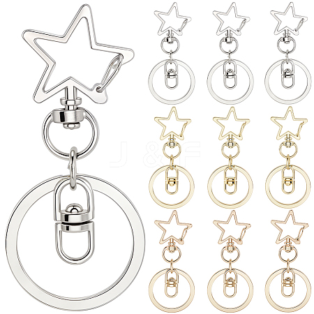 18Pcs 3 Style Alloy Keychain Clasps KEYC-SP0001-49C-1