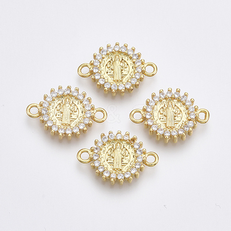 Brass Micro Pave Cubic Zirconia Links Connectors ZIRC-T005-035A-G-1