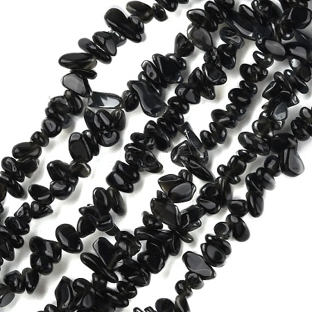 Natural Obsidian Beads Strands G-G0003-B33-1