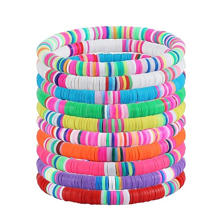 10Pcs Polymer Clay Bracelets BJEW-SW001601-1