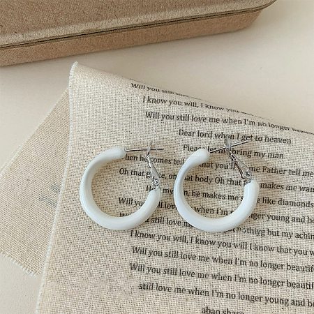 Alloy Epoxy Hoop Earrings FS-WG979F0-03-1