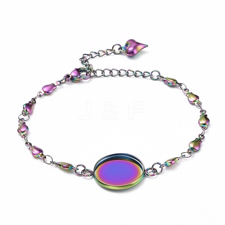 Valentine's Day Rainbow Color 304 Stainless Steel Bracelet Making STAS-L248-007M-1