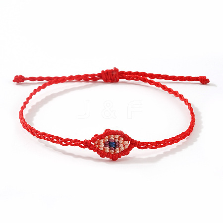 Adjustable Evil Eye Polyester Cord Braided Bracelets for Men Women BI7988-1-1