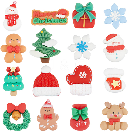 96Pcs 16 Styles Christmas Opaque Resin Cabochons RESI-SC0005-62-1