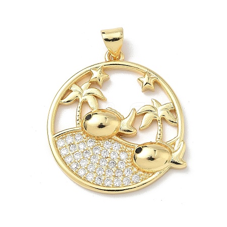 Brass Micro Pave Cubic Zirconia Pendants KK-P330-07C-G-1