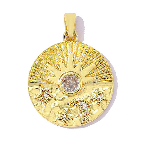 Brass Micro Pave Clear Cubic Zirconia Pendants CU-OY001-96G-1