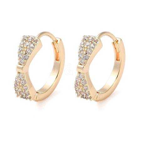 Brass Micro Pave Clear Cubic Zirconia Hoop Earrings LS-EJEW-S234-03G-1