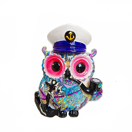 Resin Pirate Owl Figurine Statue for Home Office Desktop Ornament PW-WGE0F0E-03-1