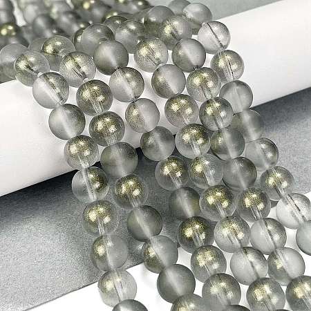 Frosted Transparent Glass Bead Strands X1-GLAA-P065-8mm-12-1
