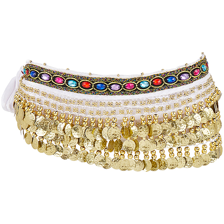 Golden Alloy Three Layers Flat Round Waist Belt AJEW-WH20002-09B-1