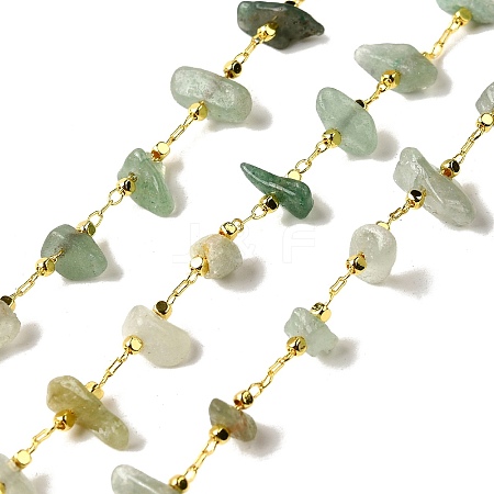 Handmade Natural Green Aventurine Chip Beaded Chains CHC-F020-10G-01-1