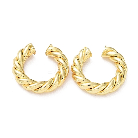 Rack Plating Brass Twist Rope Cuff Earrings for Women EJEW-G352-08G-1