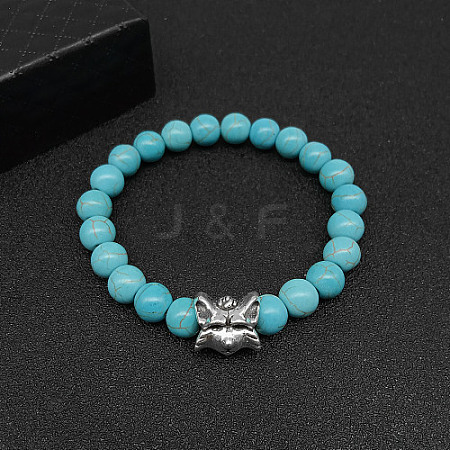 Synthetic Turquoise Stretch Bracelets for Women Men IS4293-9-1