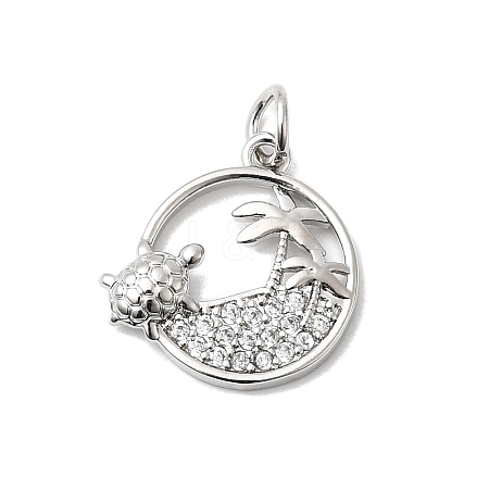 Brass Micro Pave Cubic Zirconia Pendants KK-P343-01A-P-1