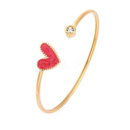 201 Stainless Steel Enamel Cuff Bangles for Women BJEW-F492-01G-03-1