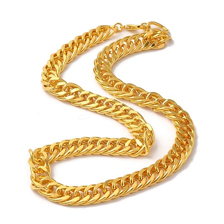 Iron Cuban Link Chain Necklaces for Women Men NJEW-A028-01I-G-1