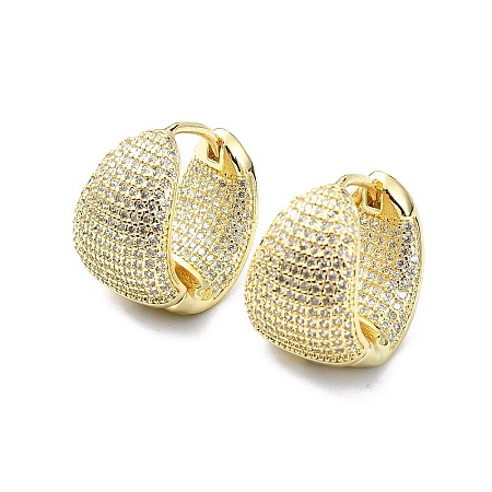 Rack Plating Brass Micro Pave Cubic Zirconia Hoop Earring EJEW-C086-02G-1