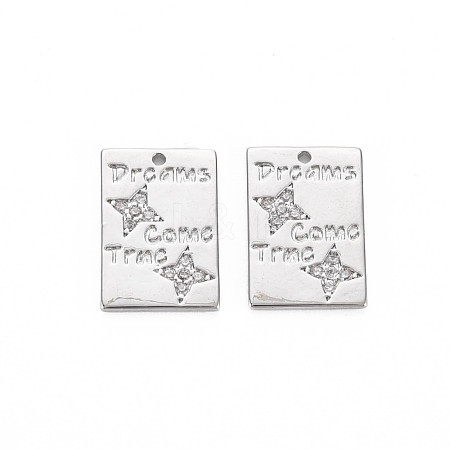 Brass Micro Pave Clear Cubic Zirconia Charms KK-S364-012-1