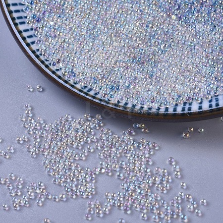  Jewelry Beads Findings DIY 3D Nail Art Decoration Mini Glass Beads, Tiny Caviar Nail Beads, Clear AB, 1~1.5mm; 450g/bag