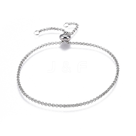 Non-Tarnish Adjustable 304 Stainless Steel Rolo Chains Slider Bracelet BJEW-L653-003P-B-1