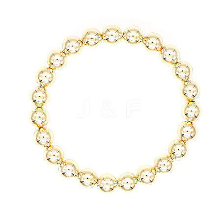 Classic Golden Tone Round Brass Beaded Stretch Bracelets for Women Men IN4084-2-1