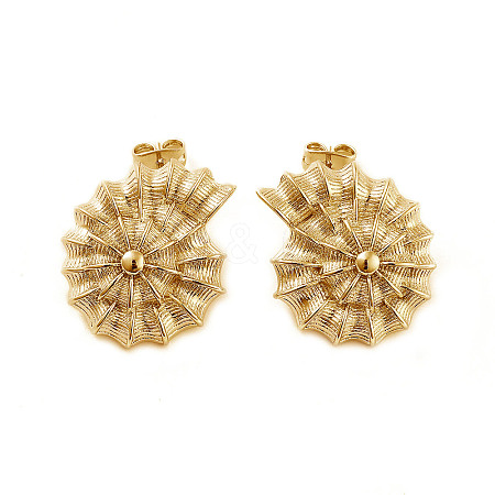 Shell Shape Brass Stud Earrings EJEW-Q811-25G-1