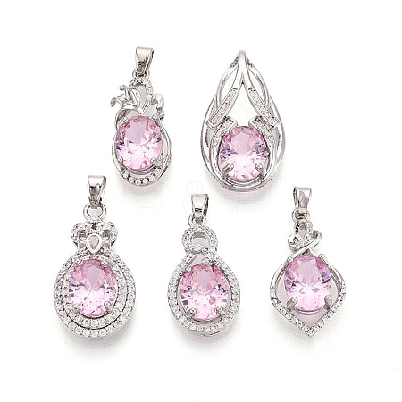 Brass Micro Pave Cubic Zirconia Pendants KK-T072-55P-1