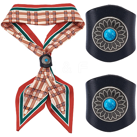 Flower Imitation Leather Scarf Clips AJEW-WH20001-16A-02-1